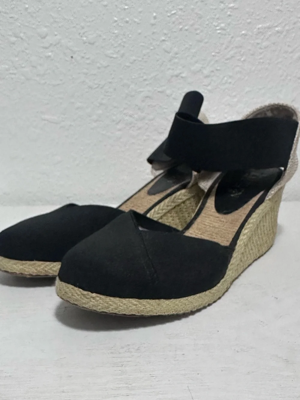 Lauren Ralph Lauren Espadrille Wedge Sandals - Black and Natural- Charla